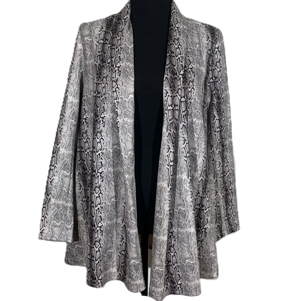 ULTRA SUEDE LIKE TAUPE BLACK SNAKE OPEN JACKET
